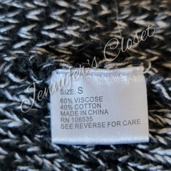 Firth Women's Black and White Faux Leather Trim Sweater Dust Coat Size Small - Picture 9 of 12